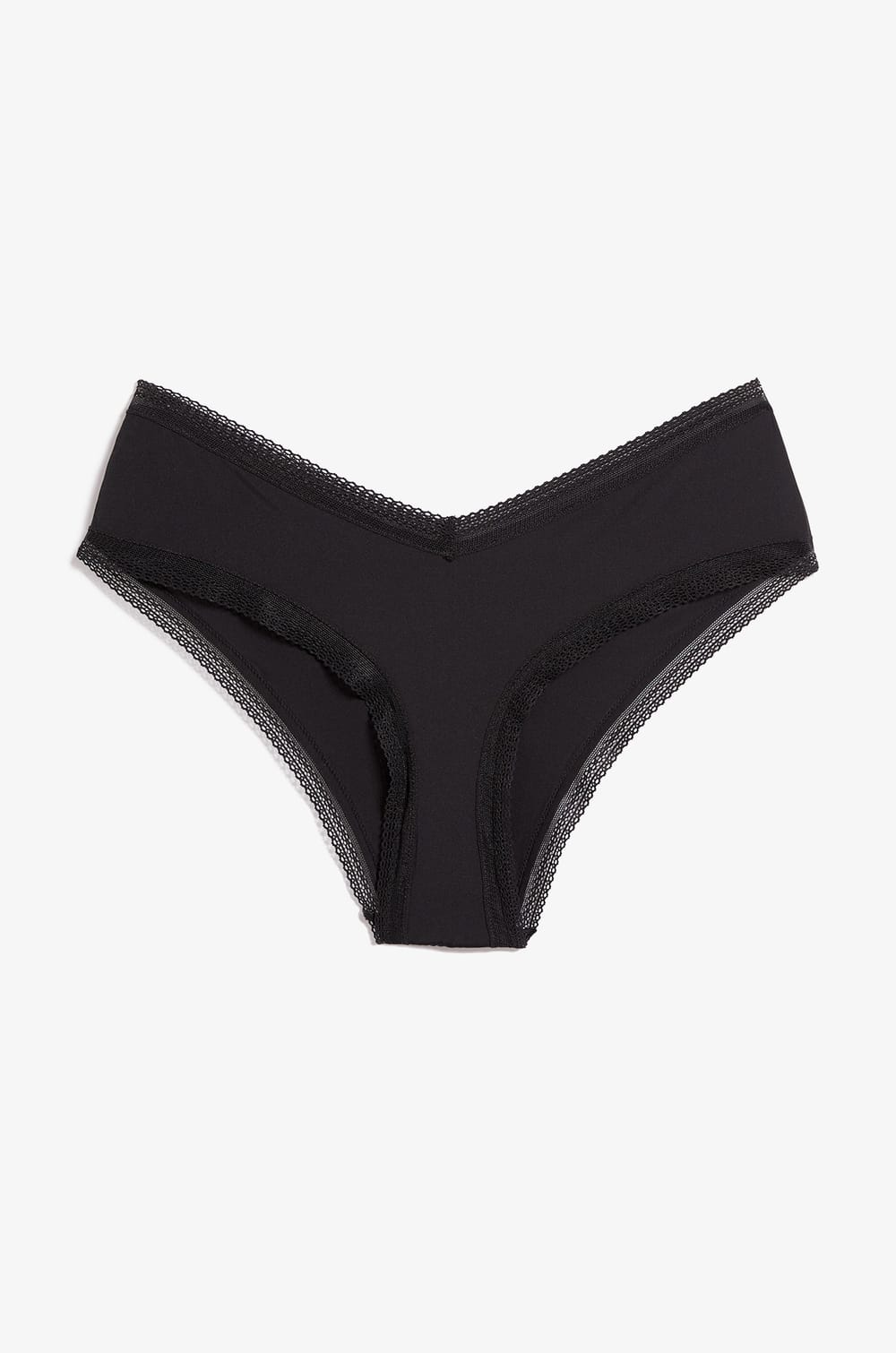 Braguita culotte en V de microfibra y encaje;${refinementColor}