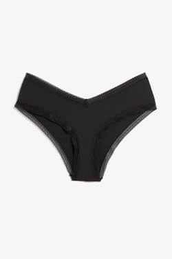 Braguita culotte en V de microfibra y encaje;${refinementColor}