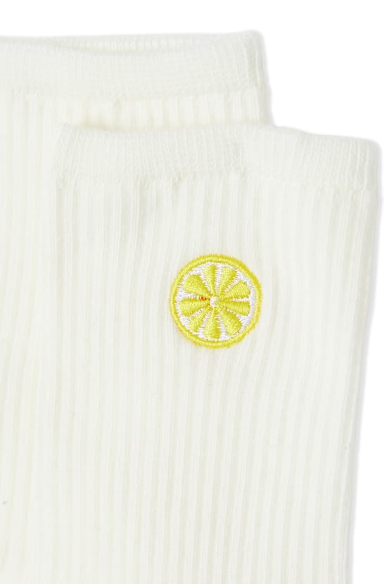 Ribbed Socks with Cotton Sun Pattern;${refinementColor}