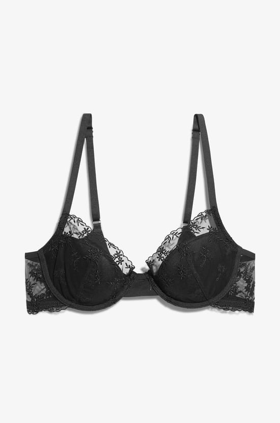 Lightly Lined Demi Bra with Embroidery;${refinementColor}