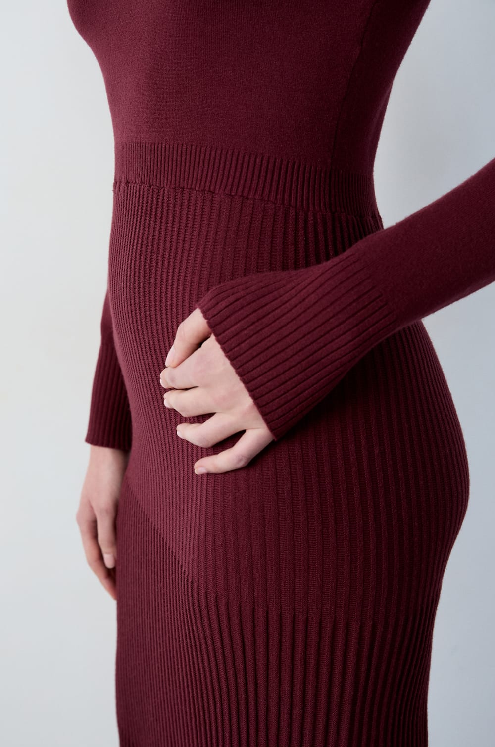 Long Ribbed Dress;${refinementColor}