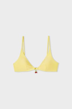 Haut de maillot de bain triangle satin&eacute; avec charm;${refinementColor}