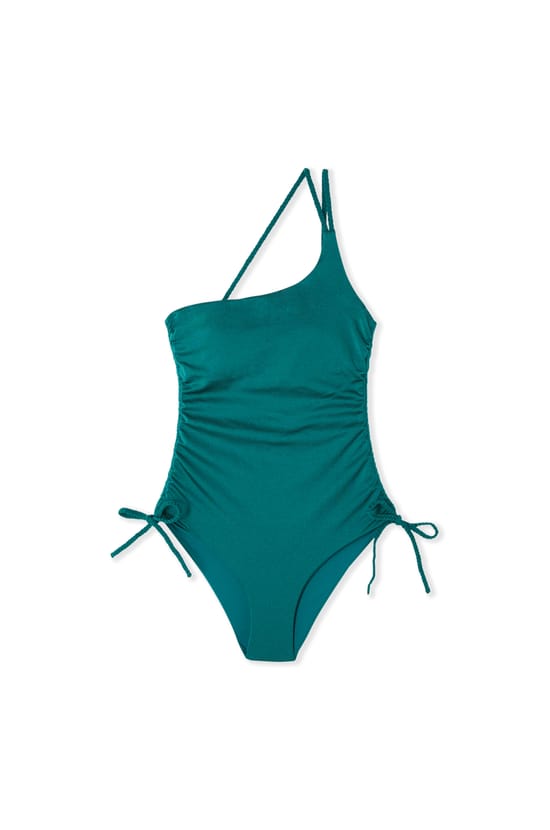 Iridescent Asymmetric One-Piece Swimsuit;${refinementColor}