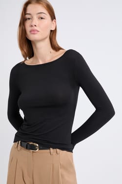 T-shirt col bateau manches longues maille thermique;${refinementColor}