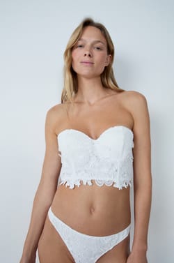 Lightly Lined Bustier Bra with Embroidery;${refinementColor}