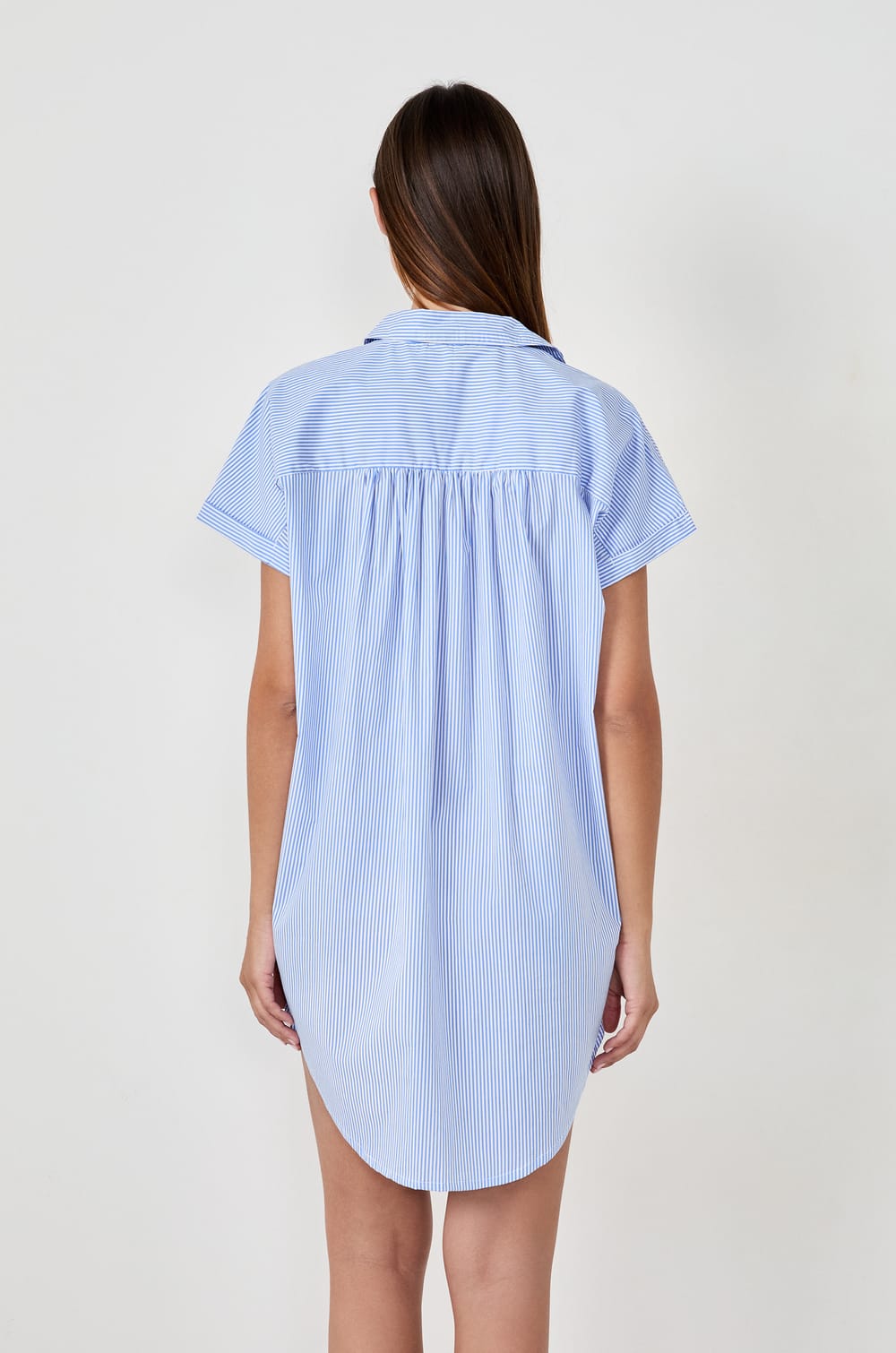 Chemise de nuit manches courtes rayée;${refinementColor}