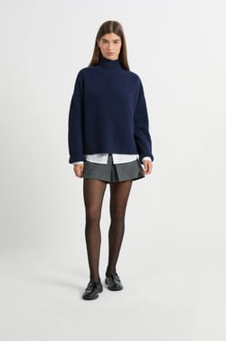 High Neck Cashmere Sweater;${refinementColor}