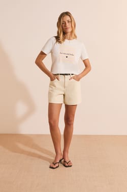Short-sleeved T-shirt with "life is beautiful" inscription;${refinementColor}