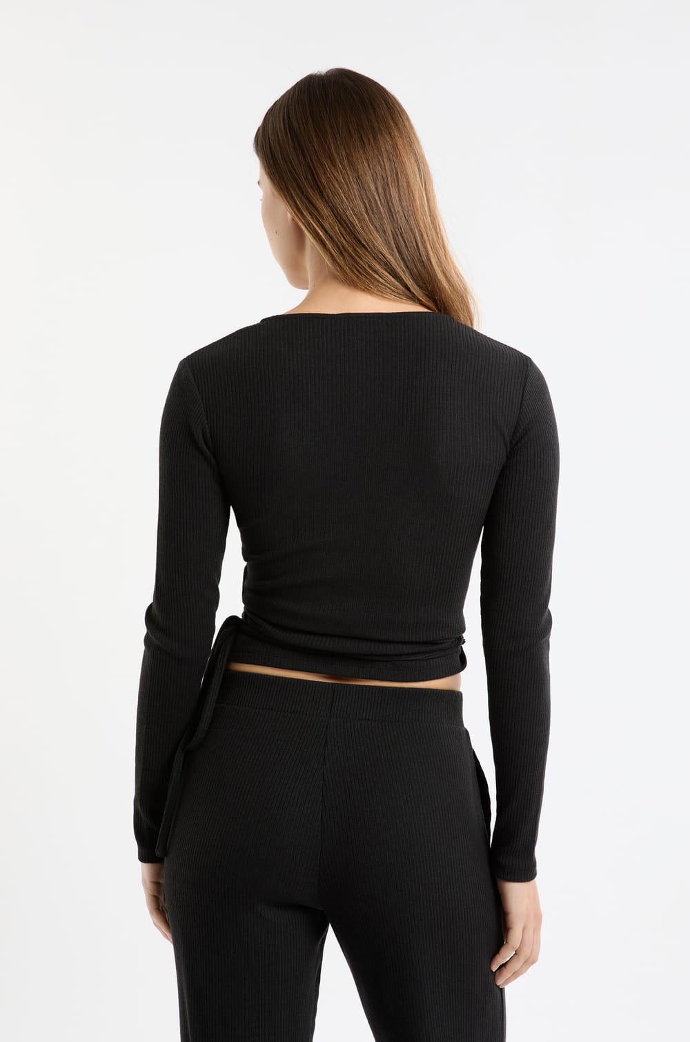 Long-sleeved wrap pyjama top;${refinementColor}