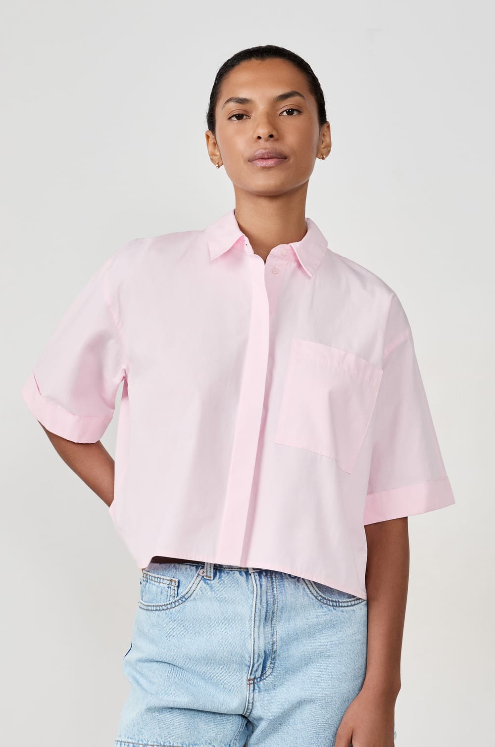 Camisa de manga corta de algodón;${refinementColor}