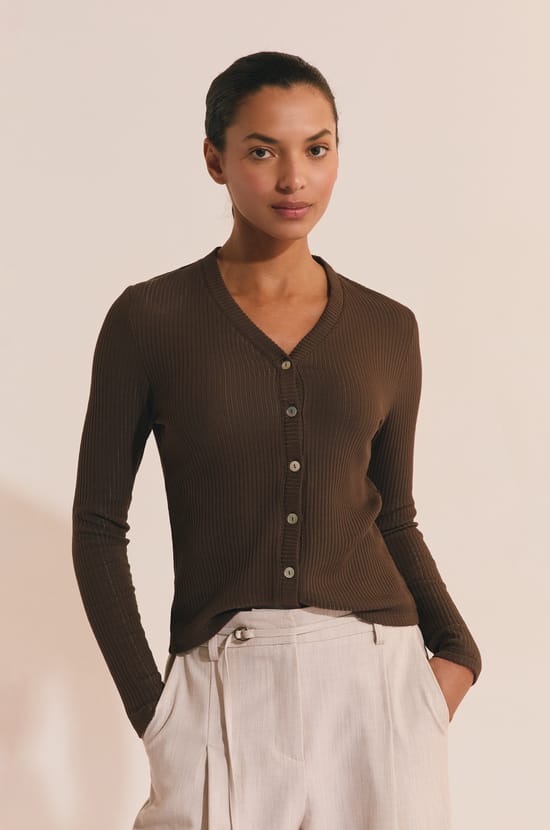 Ribbed Cotton Cardigan;${refinementColor}