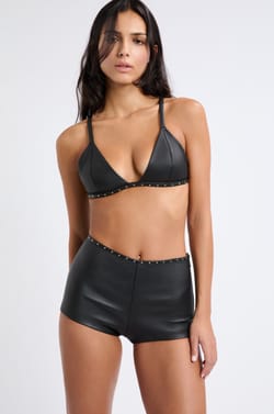 Leather Boyleg Shorts;${refinementColor}