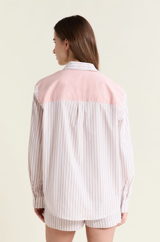 Chemise de pyjama &agrave; rayures avec coton;${refinementColor}
