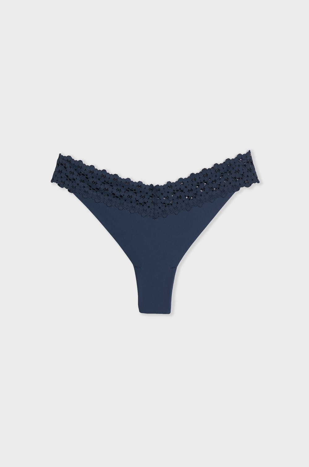 V-Shape Tanga In Microfiber And Lace;${refinementColor}