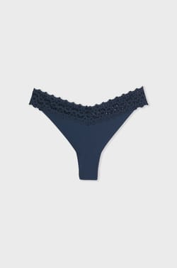 V-Shape Tanga In Microfiber And Lace;${refinementColor}
