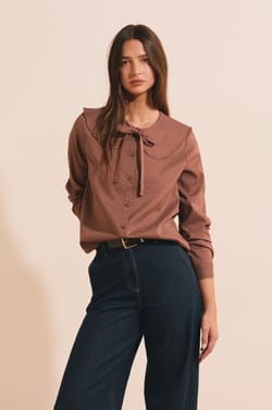 Chemise col claudine &agrave; carreaux;${refinementColor}