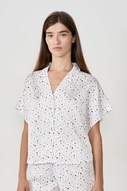 Satin pyjama shirt with heart print;${refinementColor}