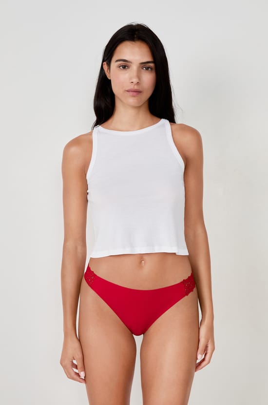Microfiber And Lace Bikini;${refinementColor}