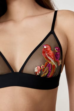 Embroidered Wireless Triangle Bra;${refinementColor}