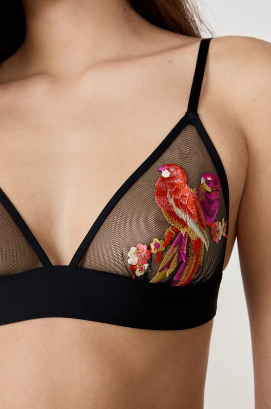 Soutien-gorge triangle sans armatures brodé;${refinementColor}