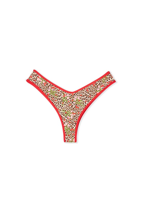Bas de maillot de bain br&eacute;silien high leg &agrave; imprim&eacute; l&eacute;opard & &agrave; fleurs;${refinementColor}