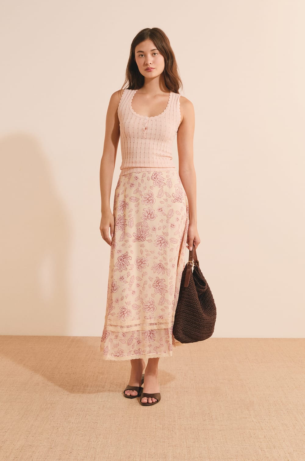 Jupe longue &agrave; motifs;${refinementColor}