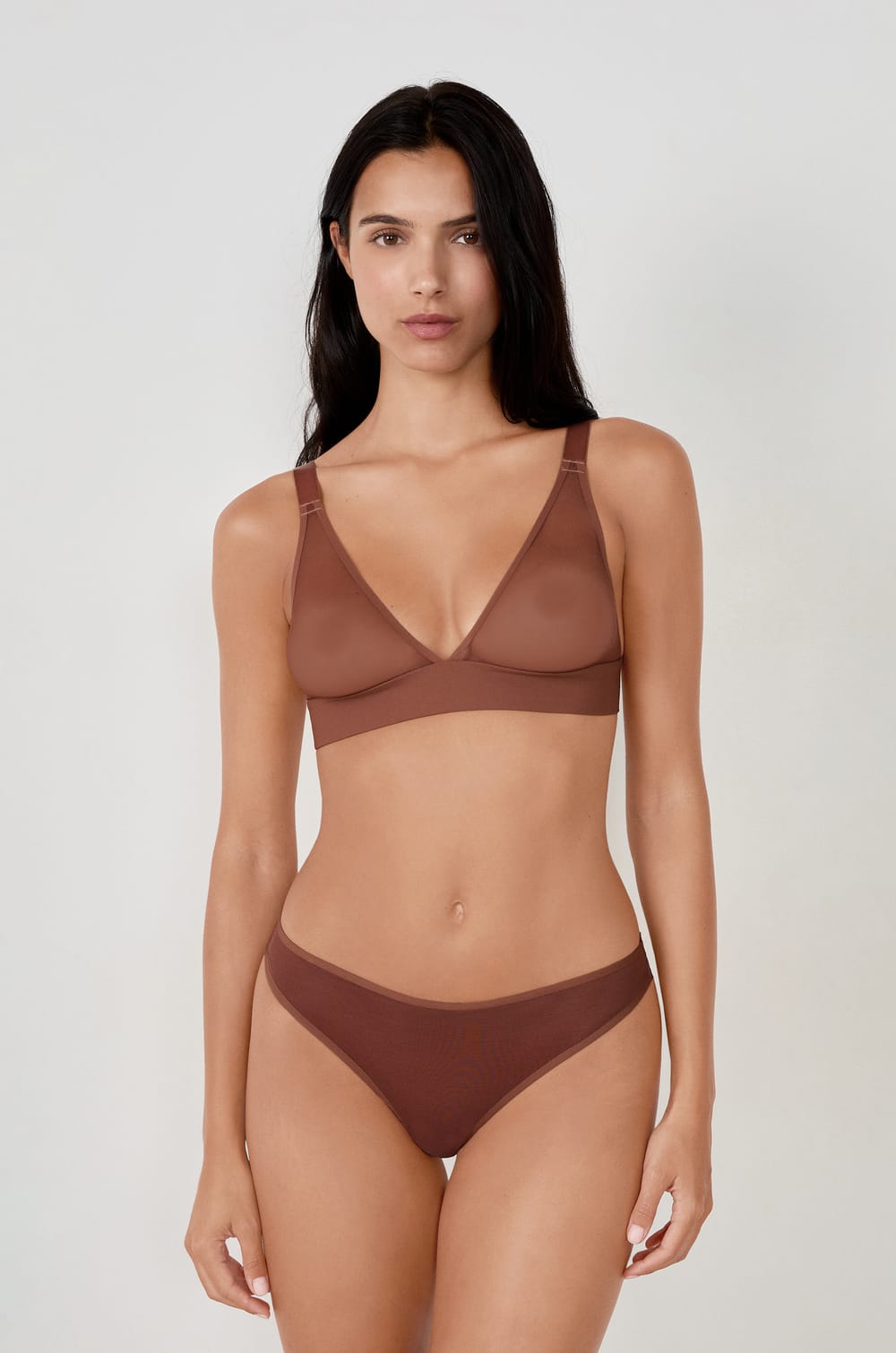 Soutien-gorge triangle sans armatures en tulle;${refinementColor}