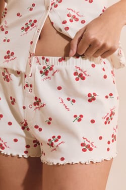 Short de pyjama en coton &agrave; motifs tomates;${refinementColor}