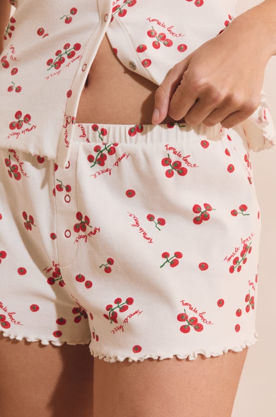 Short de pyjama en coton &agrave; motifs tomates;${refinementColor}
