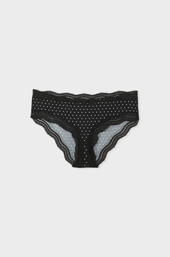 Boyshort with lace trim in microfibre;${refinementColor}