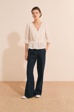 Blouse avec broderie en coton;${refinementColor}
