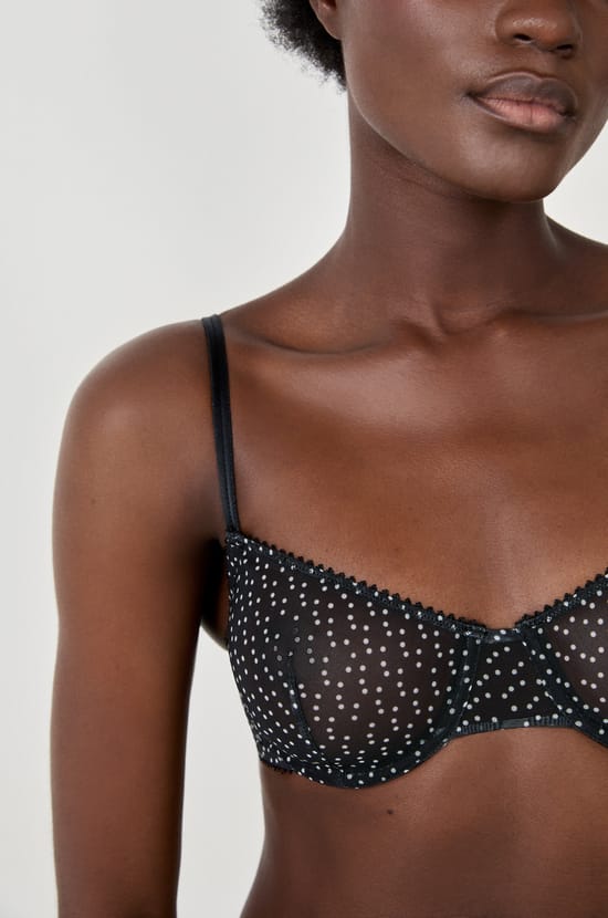 Classic bra in polka dot tulle;${refinementColor}