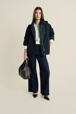 Hooded Trench Coat with Cotton;${refinementColor}