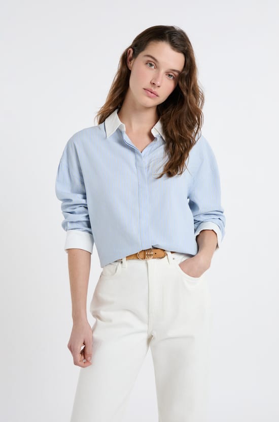 Two-tone shirt with cotton;${refinementColor}