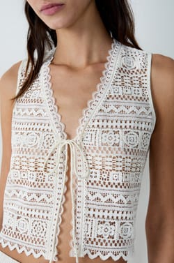 Lace Tank Top with Tie;${refinementColor}