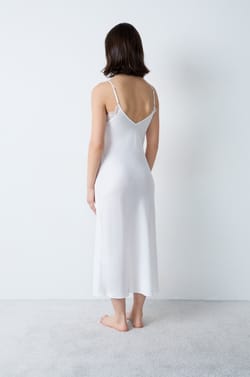 Long Satin Nightdress With Lace Details;${refinementColor}