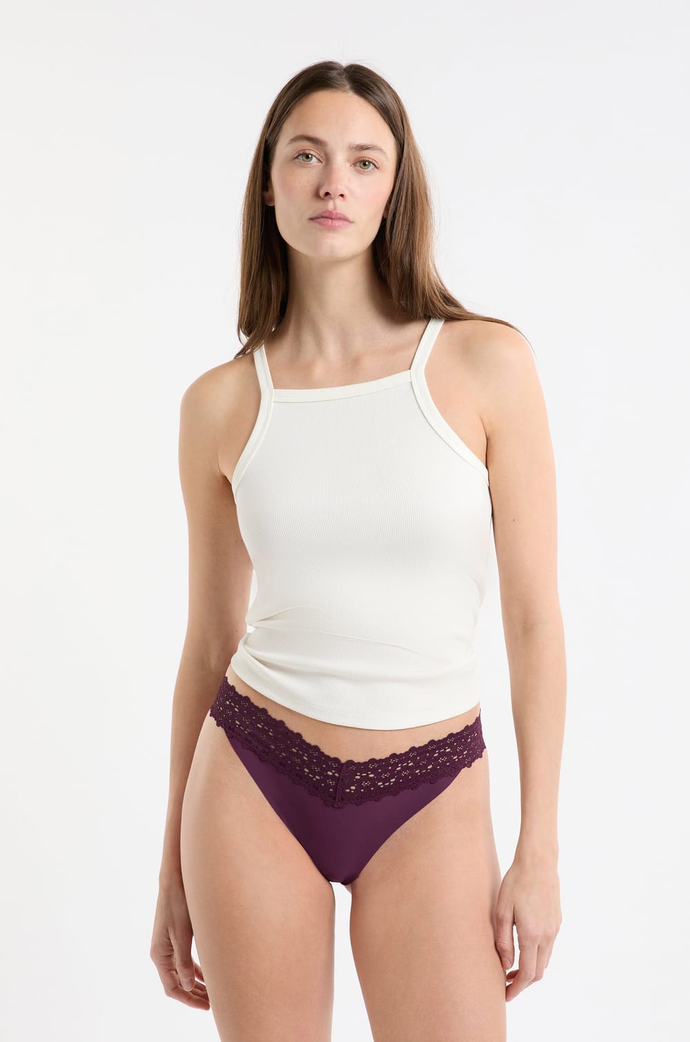Microfibre and Lace Tanga;${refinementColor}