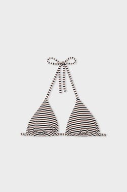 Striped Triangle Bikini Top;${refinementColor}