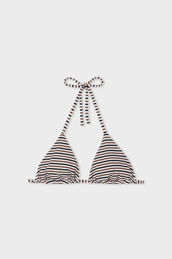 Striped Triangle Bikini Top;${refinementColor}