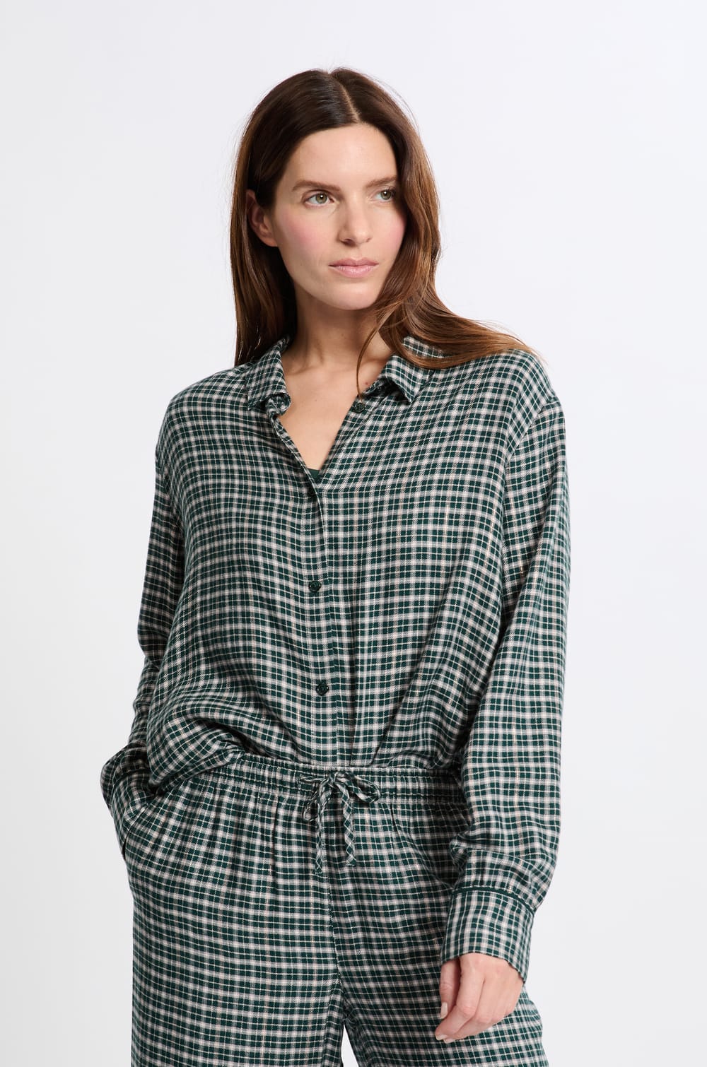 Chemise de pyjama à carreaux;${refinementColor}