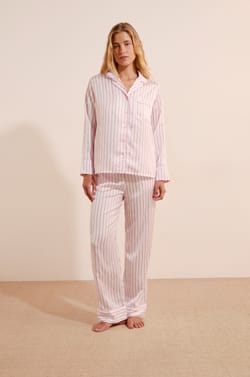 Chemise de pyjama &agrave; rayures;${refinementColor}