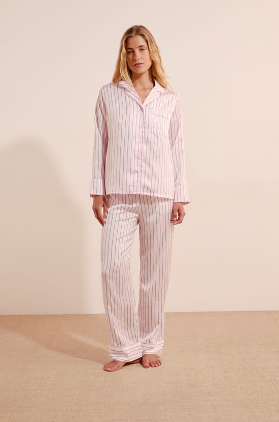Chemise de pyjama &agrave; rayures;${refinementColor}