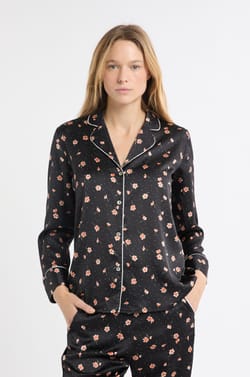 Camisa de pijama con estampado floral de satén;${refinementColor}