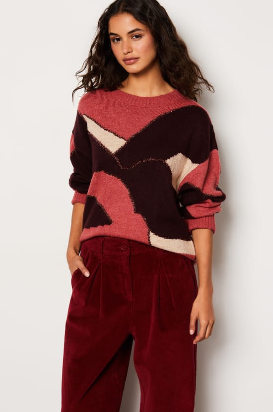 Pull col rond à motifs;${refinementColor}