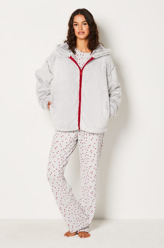 Ensemble 3 pièces de pyjamas veste polaire;${refinementColor}
