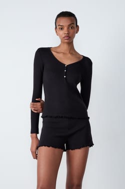 Long-sleeved cotton pointelle T-shirt;${refinementColor}