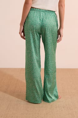 Pantalon de pyjama satin&eacute; &agrave; motifs;${refinementColor}