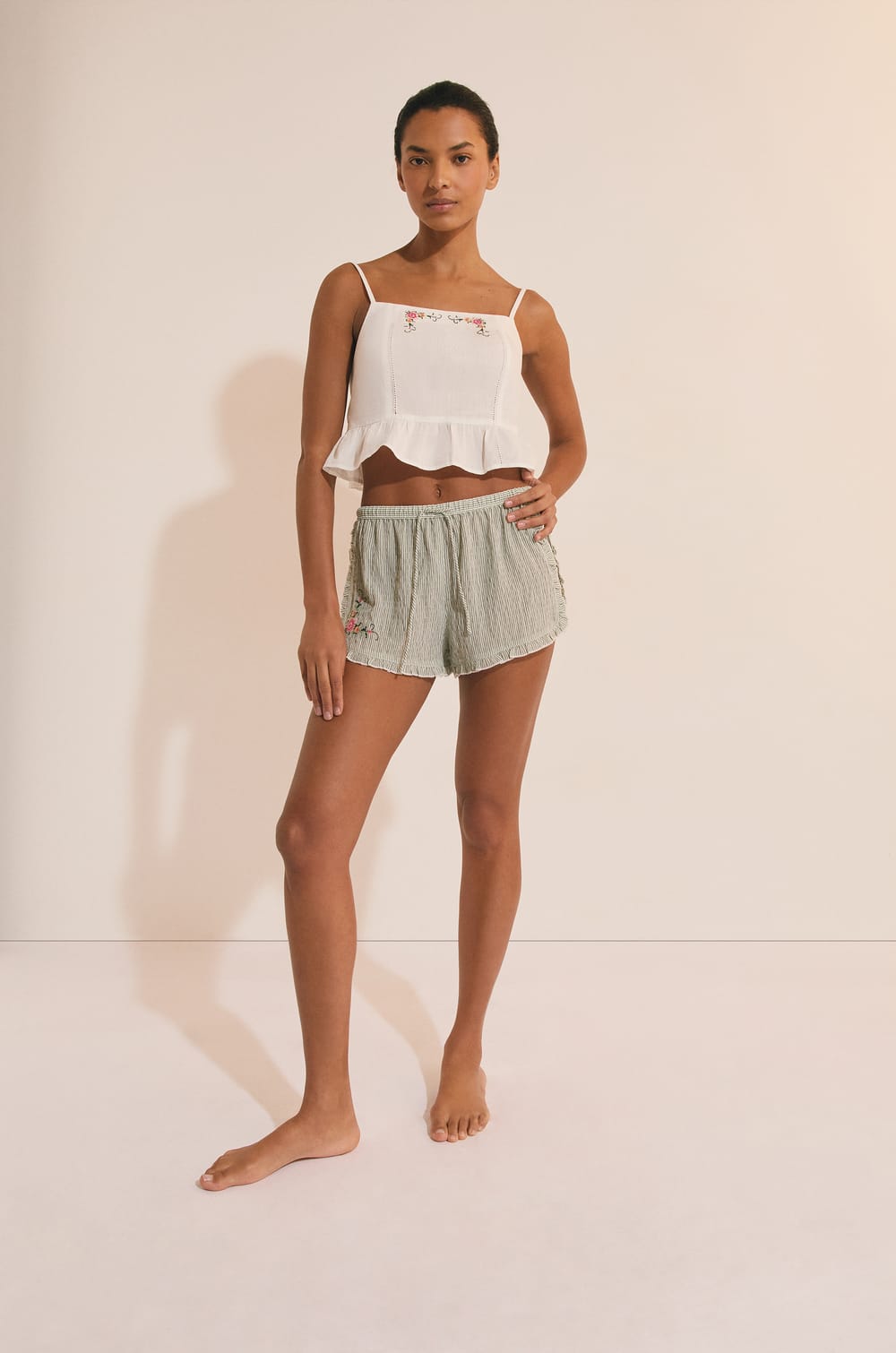 Short de pyjama &agrave; rayures;${refinementColor}