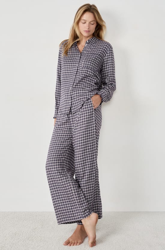 Camisa de pijama a cuadros;${refinementColor}
