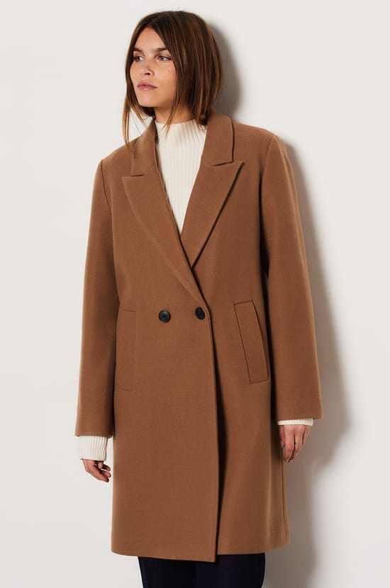 Manteau long boutonné avec laine;${refinementColor}
